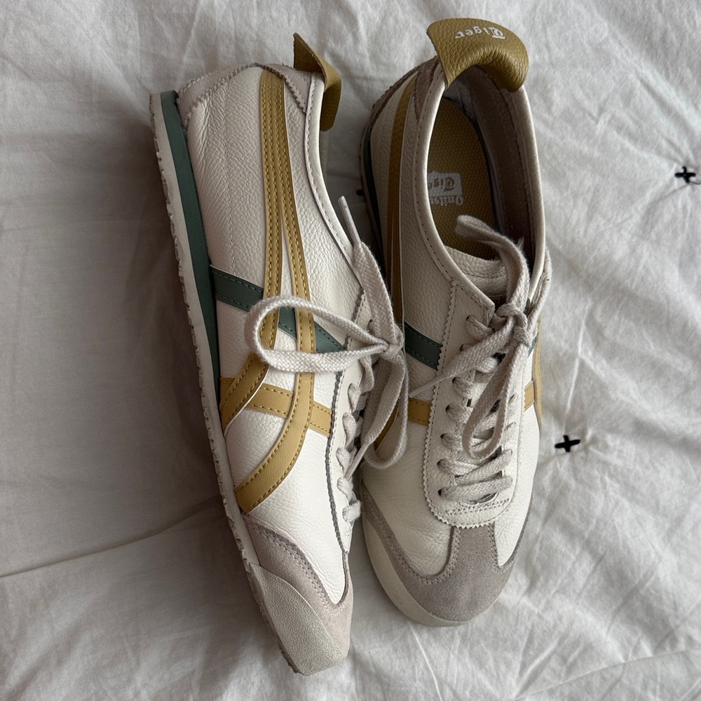 Onitsuka Tiger by Asics Cream and Gold Sneakers